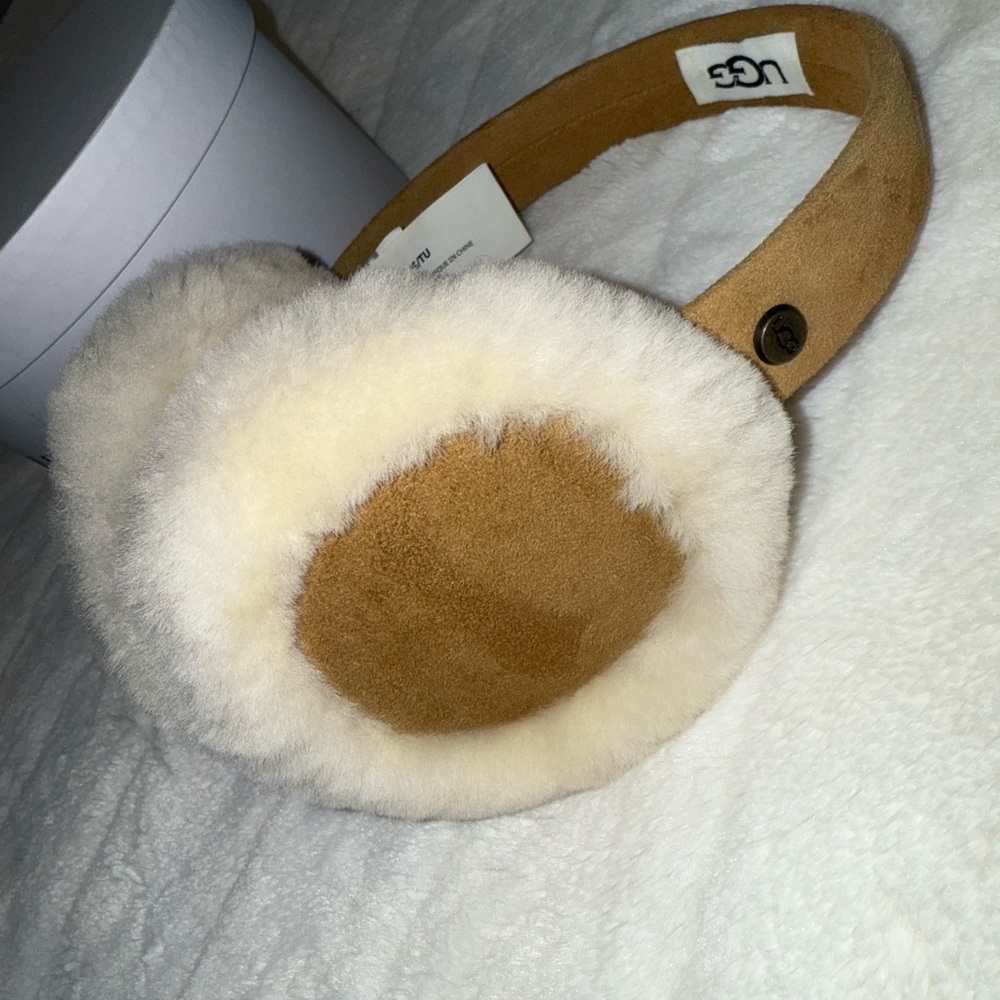 UGG Tan and Cream Shearling Earmuffs